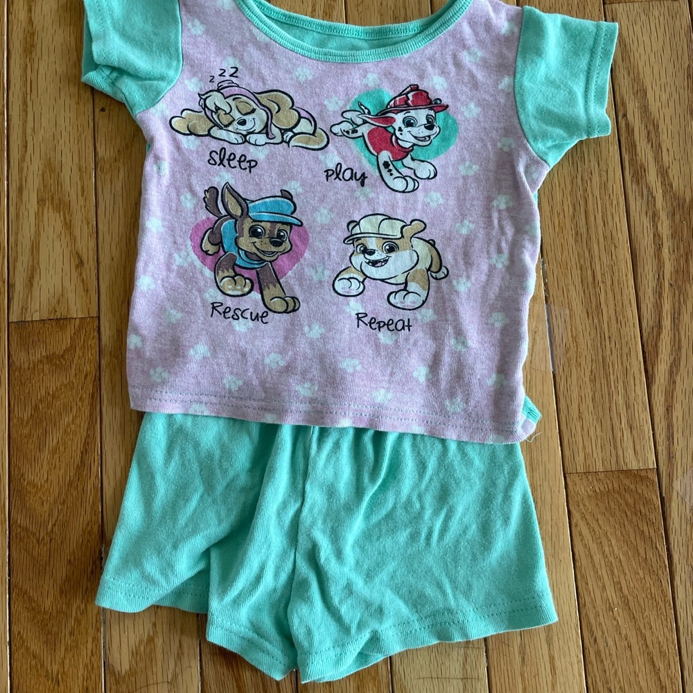 PAW PATROL/NICKELODEON Pajama Set Shorts Short Sleeve Outfit Toddler Girl 2T - Picture 1 of 7